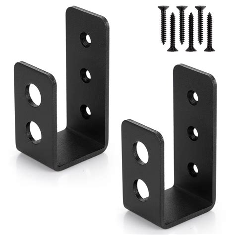 2x4 Door Barricade Brackets (2pcs)-Drop Open Bar Holder Steel U Bracket for 2 by 4 Lumber as ...