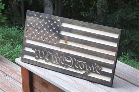 CNC Carved USA Flag Wooden American Flag USA Flag Rustic - Etsy