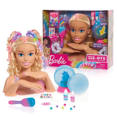 Barbie Tie-Dye Deluxe 22-Piece Styling Head, Blonde Hair, Includes 2 Non-Toxic Dye Colors, Kids ...