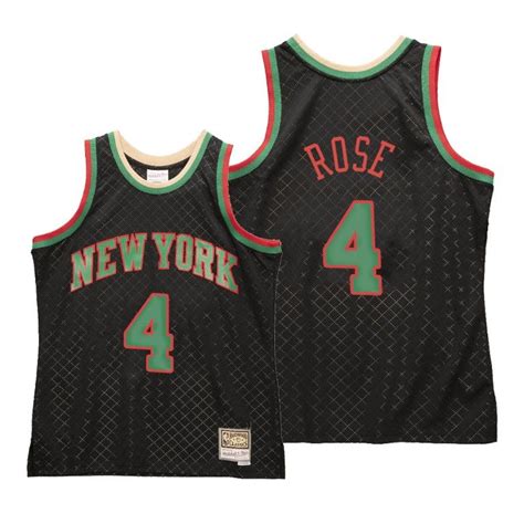 Men Derrick Rose New York Knicks Black Neapolitan Jersey Hardwood ...