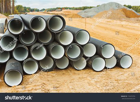 Pile Big Pipes On Construction Site Stock Photo 174375755 | Shutterstock