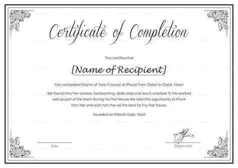 Free Completion Certificate Templates For Word