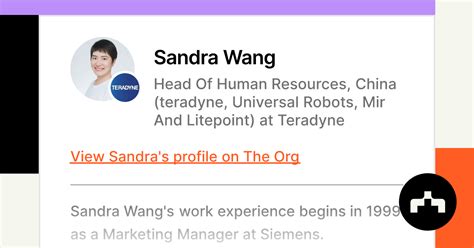 Sandra Wang - Head Of Human Resources, China (teradyne, Universal ...