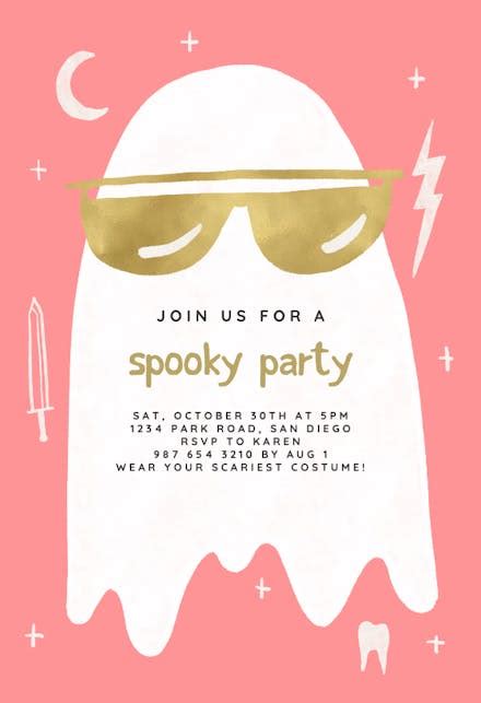 The Coolest Ghost - Halloween Party Invitation Template (Free ...