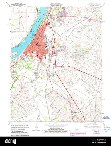 USGS TOPO Map Kentucky KY Henderson 708873 1971 24000 Stock Photo - Alamy