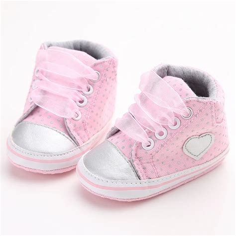 Newborn Baby Girl Shoes Pink Polka Dot Heart shaped Soft Sole Kids ...