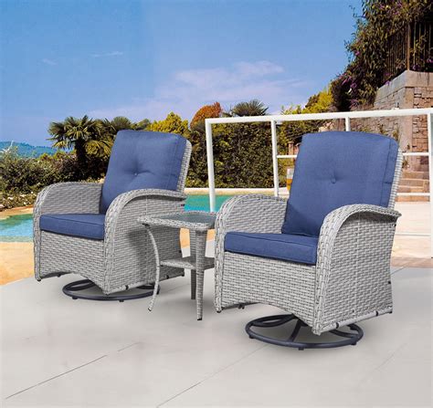 PARKWELL Outdoor Patio Wicker Swivel Rocker Furniture Set 360-Degree ...