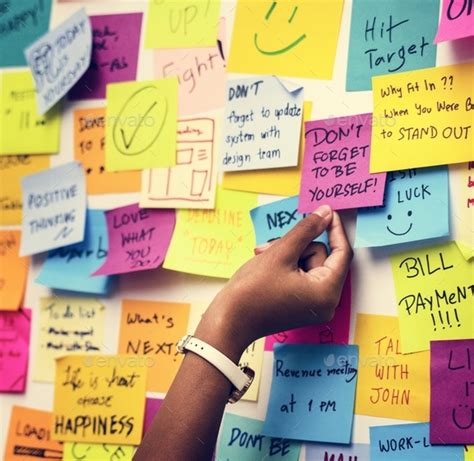 Sticky notes on an office wall Stock Photo by Rawpixel | PhotoDune