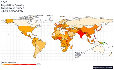 Population Density Papua New Guinea 2048