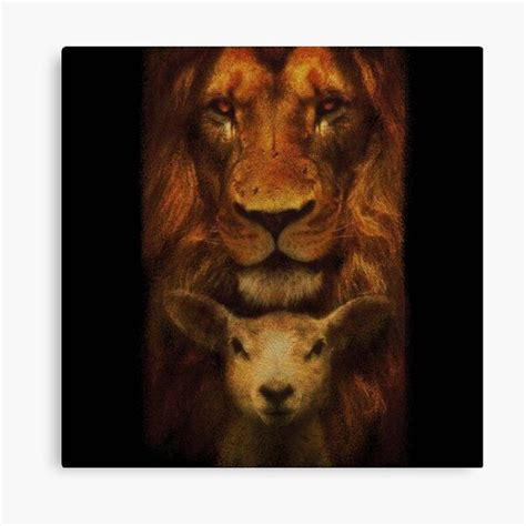 "Lion and Lamb - 213" Canvas Print for Sale by OracleArtist | Redbubble