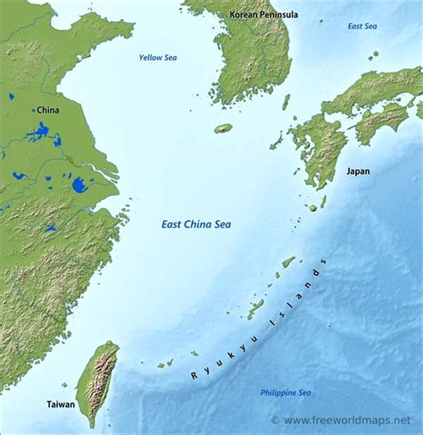 East China Sea map - by Freeworldmaps.net