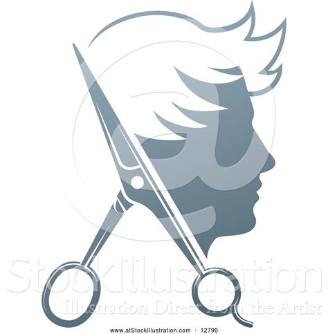 Vector Illustration of a Young Man Haircut Concept Logo with Scissors ...