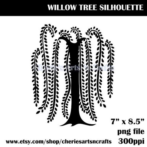 Willow Tree Silhouette Clip Art, Willow Tree Graphic Image, PNG File, Digital Scrapbooking ...