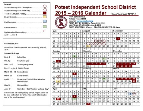 Poteet Isd Calendar - Printable Calendars AT A GLANCE