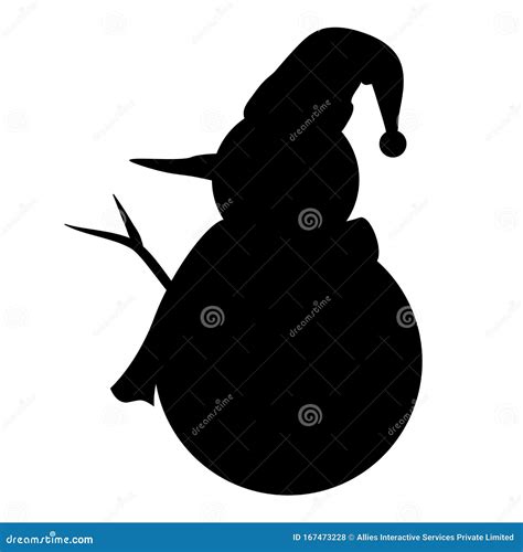 Silhouette of Snowman Wearing Hat and Scarf. Stock Illustration ...