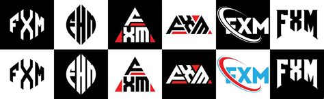 FXM letter logo design in six style. FXM polygon, circle, triangle ...