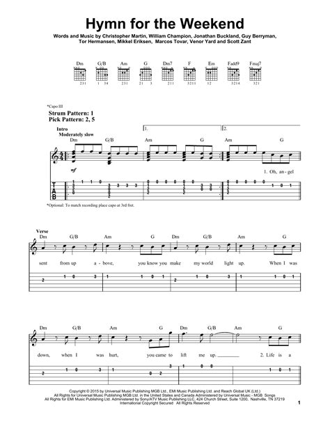 Hymn For The Weekend by Coldplay - Easy Guitar Tab - Guitar Instructor