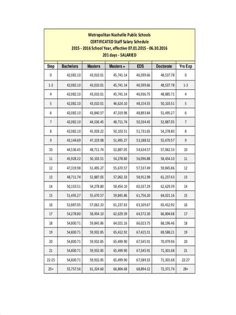 Salary Schedule - 9+ Examples, Format, How to Write, Pdf