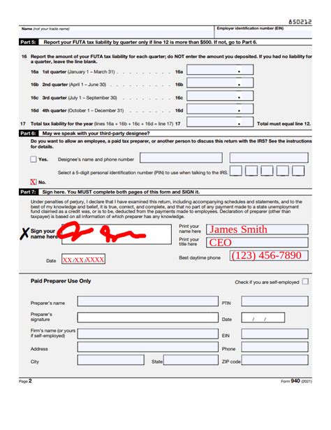 Irs 940 Form 2023 - Printable Forms Free Online