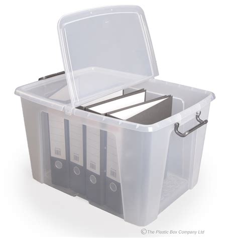 Buy 65lt large clear plastic under bed storage box with folding lid