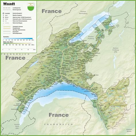 Canton of Vaud map with cities and towns - Ontheworldmap.com