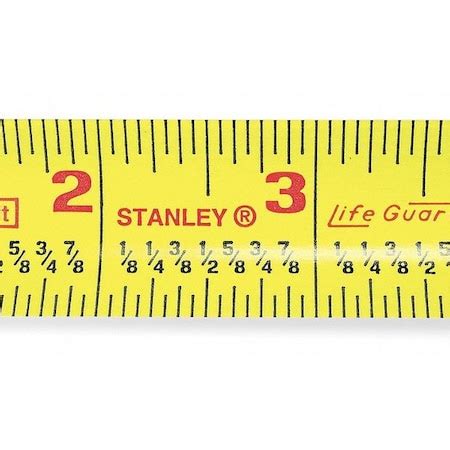 Stanley 25 ft. Fractional Read Tape Measure, Yellow, 1" Blade 30-454 | Zoro.com