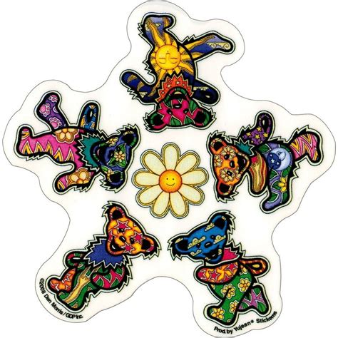 Daisy Shaped Dancing Bears - Dan Morris, Grateful Dead Vinyl Sticker ...