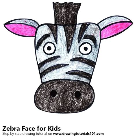 Learn How to Draw a Zebra Face for Kids (Animal Faces for Kids) Step by Step : Drawing Tutorials