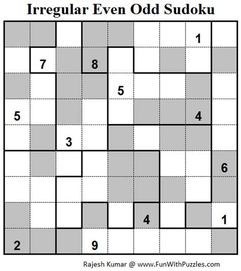 Irregular Even Odd Sudoku (Fun With Sudoku #81) | Sudoku, Even and odd, Sudoku puzzles