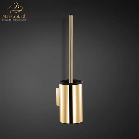 Modern Wall Mounted Brush Holder | Polished Gold