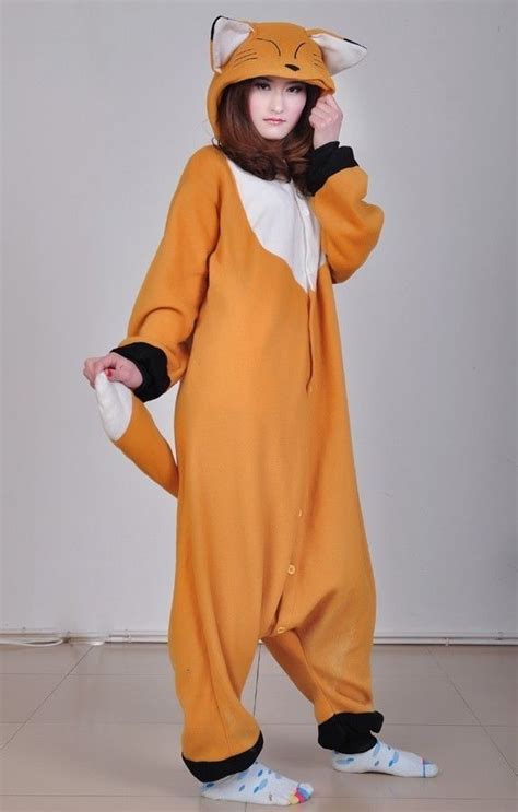 Adult Unisex Fox Jumpsuit Pajamas Sleepwear Pyjamas Cosplay Costume Onesie Anime in Clothes ...