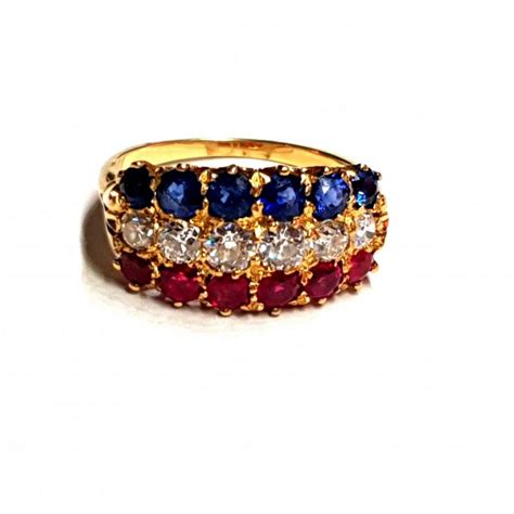 Antique ruby, diamond and sapphire ring | DB Gems