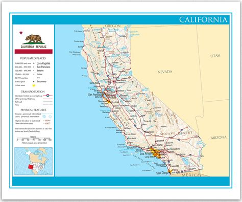 California Map Poster / Detailed Map of California Wall Map Home Wall ...