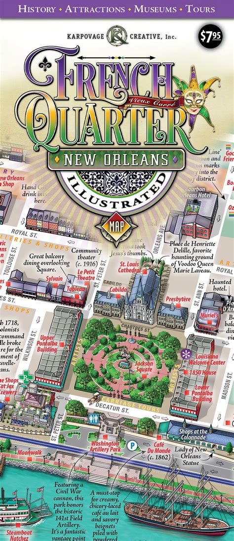 New orleans french quarter illustrated map folded – Artofit