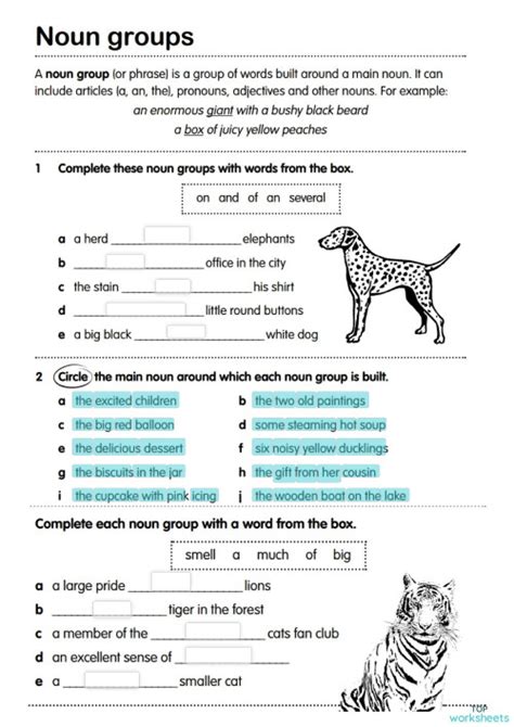 Noun Groups Worksheet. Interactive worksheet | TopWorksheets