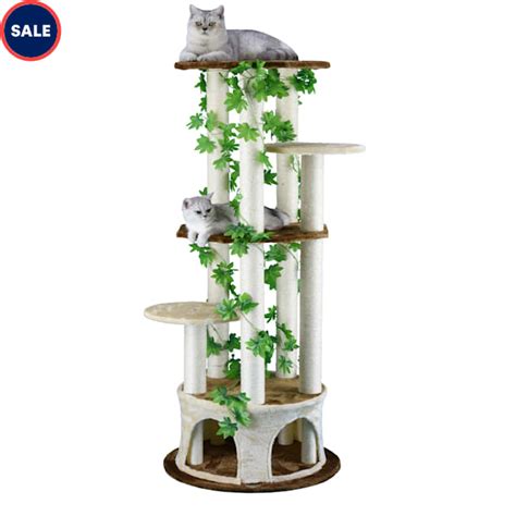 Go Pet Club Beige and Brown 61"Forest Cat Tree with Bottom Condo | Petco