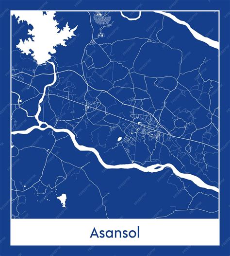 Premium Vector | Asansol India Asia City map blue print vector illustration