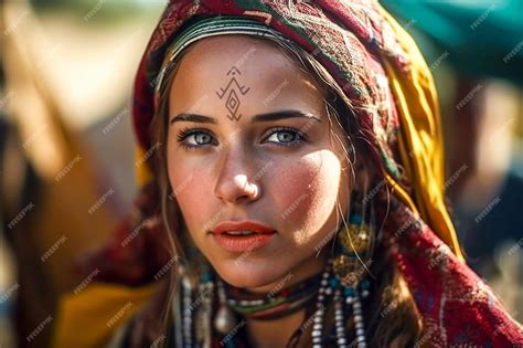 An amazigh woman with a tribal tattoo on her face | Premium AI ...