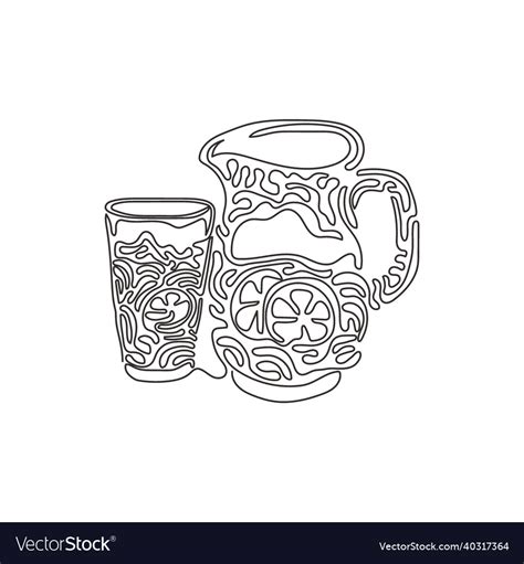 Single continuous line drawing lemonade in jug Vector Image