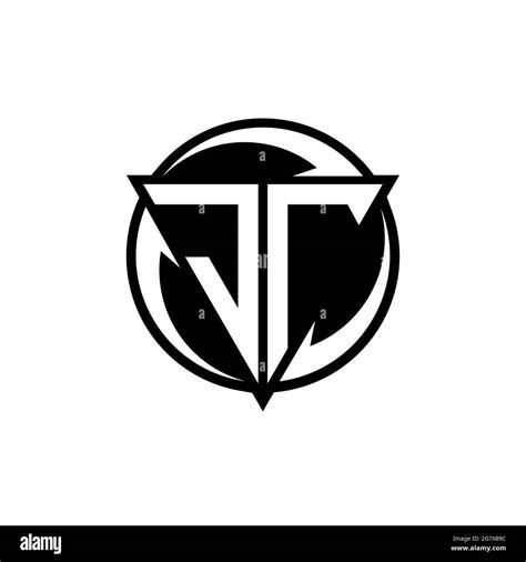 JT logo with triangle shape and circle rounded design template isolated ...