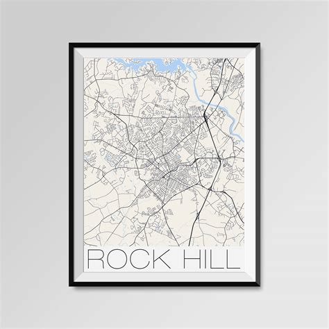 ROCK HILL South Carolina Map Rock Hill City Map Print Rock | Etsy