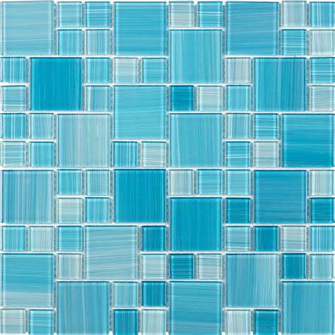 ML - 135 | Mix Hand Paint Blue - Beige | | Glass Mosaic Collections