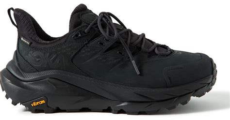 Hoka One One Kaha 2 Low Gtx Gore-tex® And Canvas-trimmed Nubuck Hiking Sneakers in Black for Men ...