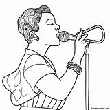 Jazz Singer On Stage Coloring Page  Pagescom sketch template