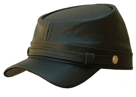 LEATHER CIVIL WAR KEPI CAP ARMY MILITARY HAT SOLDIER REBEL CONFEDERATE ...