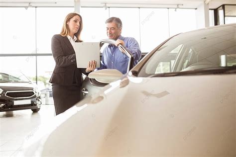 Smiling Businesswoman Undersign A Car Contract Man Transportation Showroom Photo Background And ...