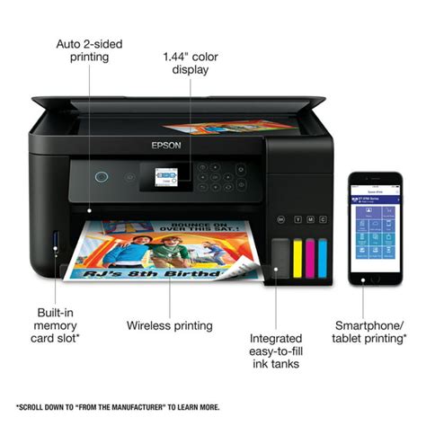 Epson EcoTank ET-2750 Wireless Color All-in-One Supertank Printer with Scanner and Copier WiFi ...