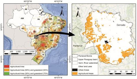 Distribution of agricultural crops in Brazil. On the right is ...