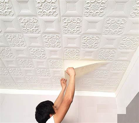 Buy Nasmodo® 3D Ceiling Tiles Panel Vinyl Wallpaper Stickers Waterproof Foam self-Adhesive Wall ...