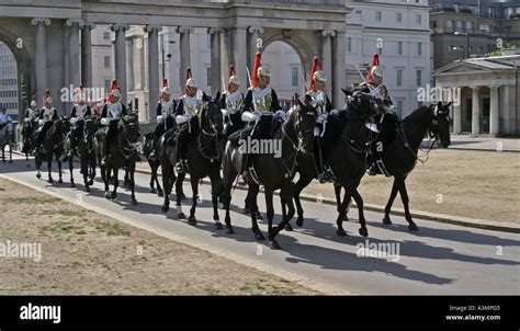 Mounted soldiers from the Blues and Royals regiment which forms part ...